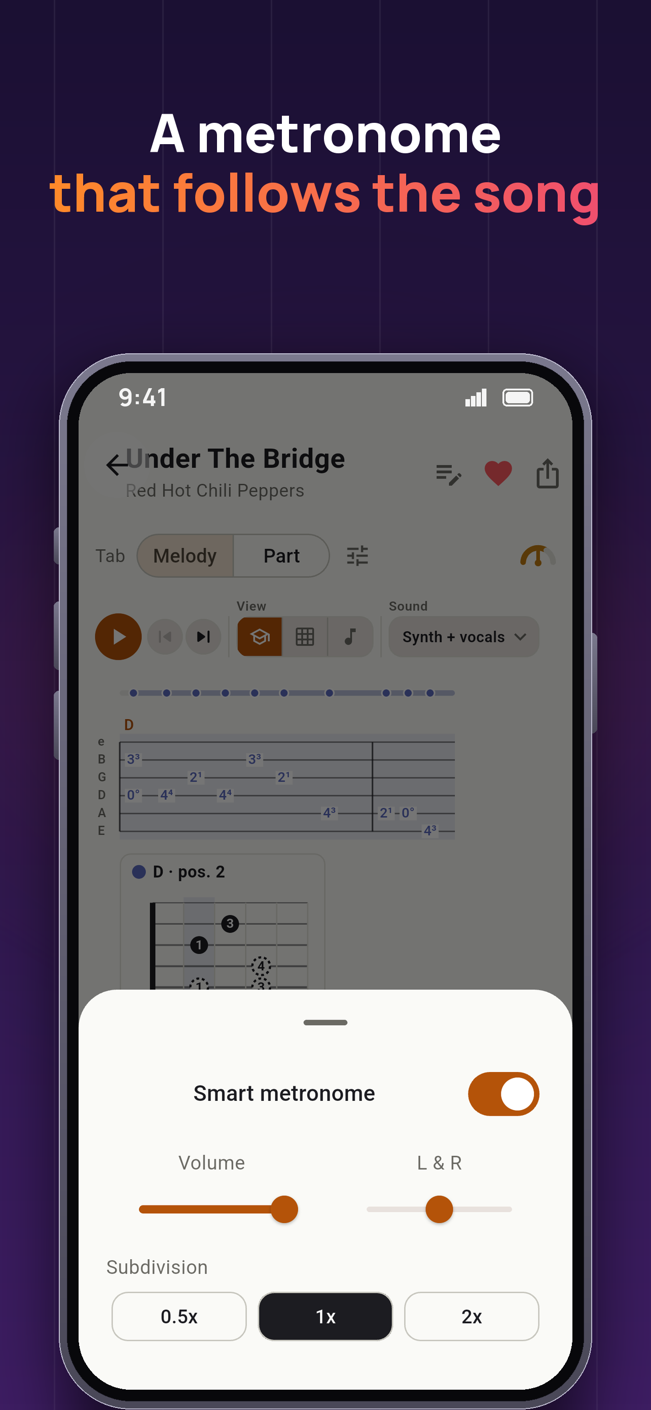 Actual Art Guitar smart metronome screen